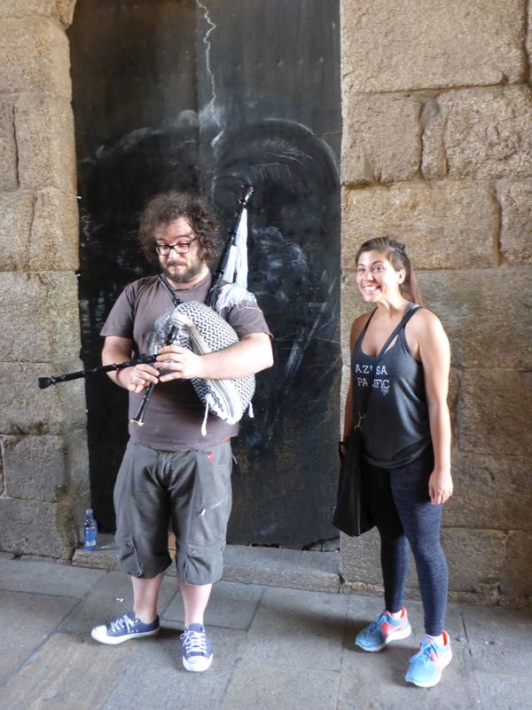Hailey & a bag piper in Santiago de Compostela!