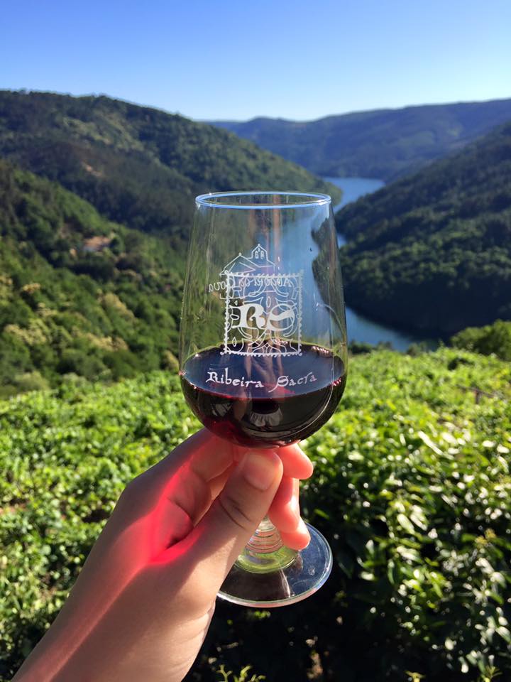 Wine tasting in Ribeira Sacra, Spanish wine country.